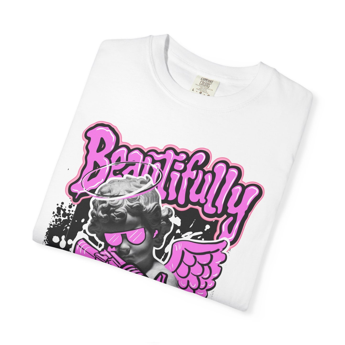 Handle With Care Graphic Tee (Front & Back) – Angel Streetwear Statement Shirt | Beautifully Blaze